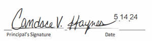 Signed by Candace V. Haynes on May,14th 2024